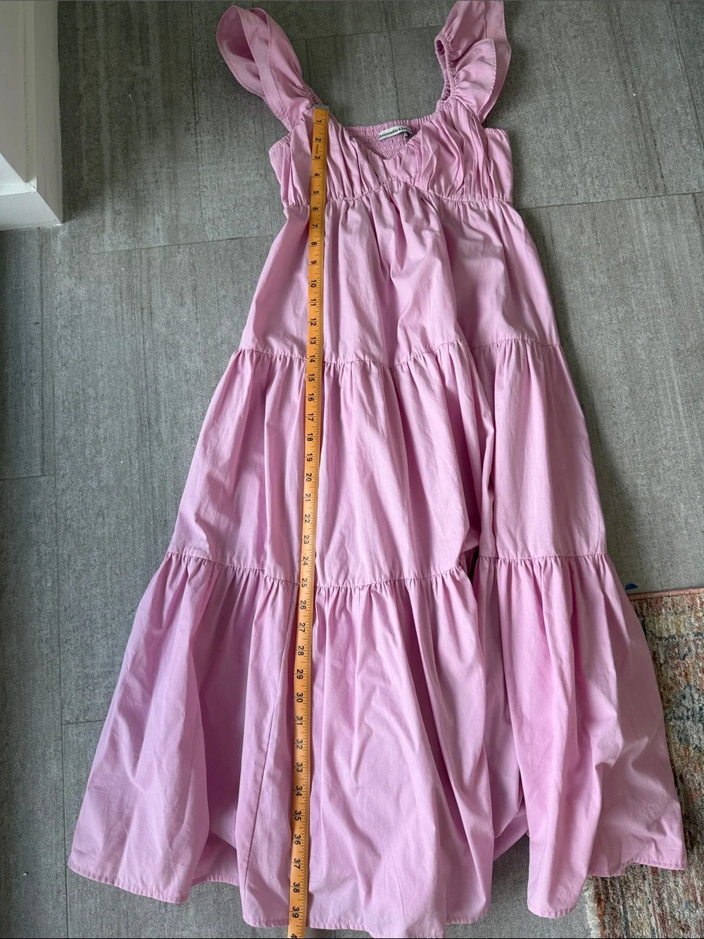 Abercrombie & Fitch pink cotton tiered maxi dress XXSP | coquette, romantic